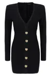 Balmain Short Dress In Black Viscose Blend In Black