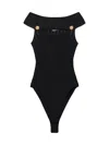 Balmain Pointelle-knit Bodysuit In Noir