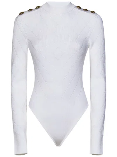 Balmain White Cutout Bodysuit