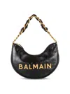 Balmain Black Calfskin 'moon Bag' Shoulder Bag In Black