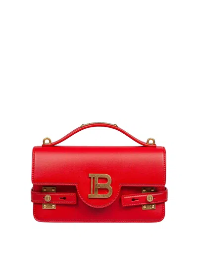 BALMAIN B-BUZZ HANDBAG IN RED LEATHER