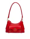 Balmain B-buzz Hobo Leather Shoulder Bag Red Color In Red