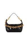 Balmain Medium Leather Shoulder Bag With Chain Strap In Black