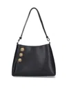 Balmain Emblem Crest Button Leather Shoulder Bag In Black