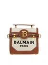 Balmain B-buzz 23 Bag In Canvas And Leather In Beige