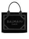Balmain B Army Medium Shopper Tote Bag In Suede In Negro