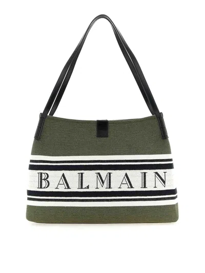 Balmain Medium  Shopping Bag In Green