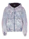 Balmain Bomber Jacket With Palm Tree Print In Azul