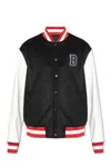 Balmain Wool And Eco-leather Varsity Jacket With Patch In Black