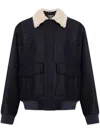Balmain Shearling-collar Bomber Jacket In Black
