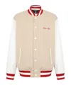 Balmain Bomber Jacket With Logo Embroidery In Nude