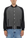 Balmain Black Cotton Denim Bomber Jacket In Multi