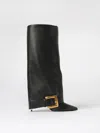 Balmain Anthem Black Slip-on Boots With Decorative Metal Buckle In Leather Woman In Black