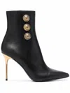 Balmain Women's Pointed Toe Logo Accent High Heel Ankle Booties In Black