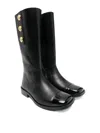 Balmain Studded Leather Boots In Black
