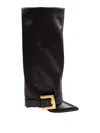 Balmain Anthem Black Slip-on Boots With Decorative Metal Buckle In Leather Woman In Black