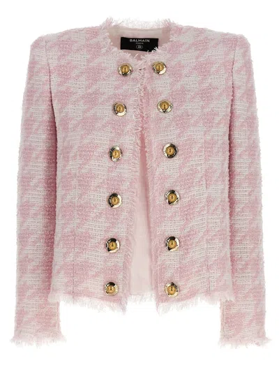 Balmain Bouclé Blazer In Pink