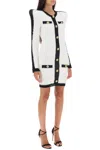 Balmain Tweed Knit Mini Dress With Button Detail In Multi