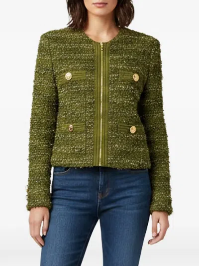 Pre-owned Balmain Bouclé Tweed Jacket In Green
