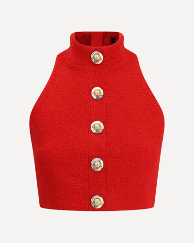 BALMAIN BOUCLÉ WOOL CROP TOP