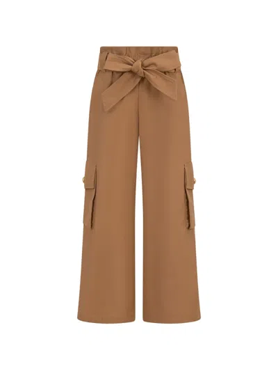 Balmain Kids' Bow Cargo Trousers In Brown