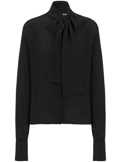 Balmain Pussy Bow Crepe De Chine Buttoned Shirt In Pa Noir