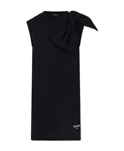 Balmain Black Dress For Girl With Bow