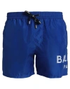 Balmain Boxer Man Swim Trunks Blue Size L Polyester In Blue