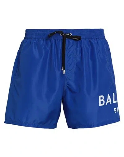 Balmain Boxer Man Swim Trunks Light Blue Size S Polyester In Blue