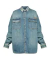 Balmain Boxy Denim Shirt In Blue
