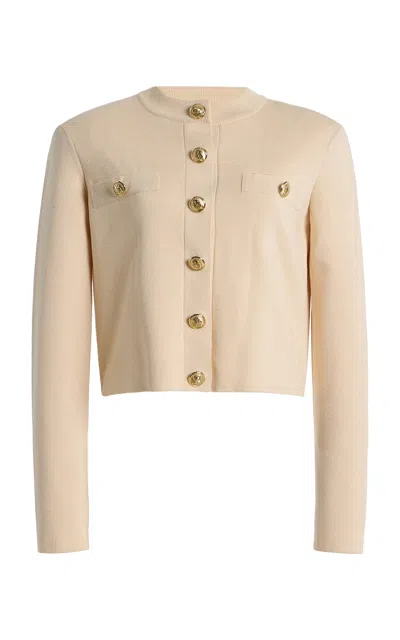 Balmain Boxy Milano Knit Jacket In Neutral