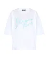 Balmain Paris Logo Bulky Graphic Crewneck Tshirt In White
