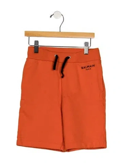 Pre-owned Balmain Kids' Boy's Logo Shorts In Orange