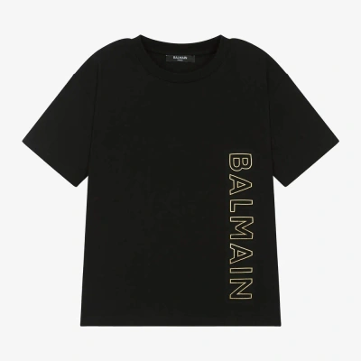Balmain Kids' Boys Black Cotton Graphic T-shirt