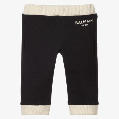 Balmain Boys Black Cotton Logo Baby Joggers