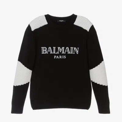 Balmain Kids' Boys Black Wool Sweater