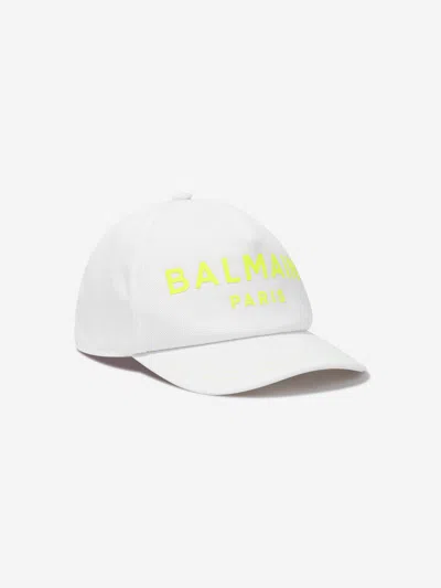 Balmain Kids' Boys Logo Cap In White