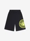 Balmain Kids' Printed Cotton Fleece Sweat Shorts In Black