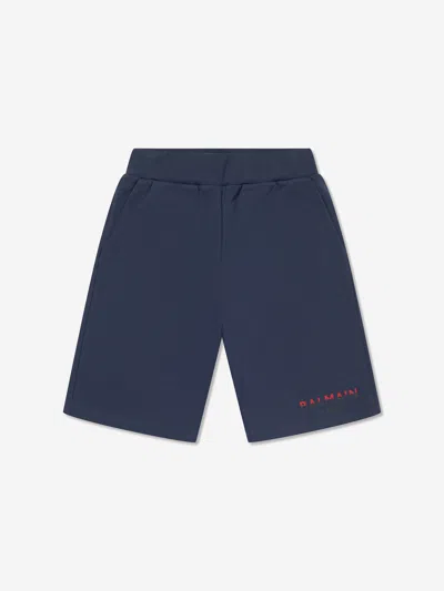 Balmain Kids' Boys Logo Jersey Shorts In Blue