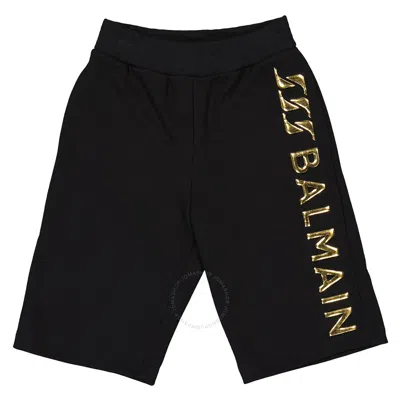 Balmain Kids'  Boys Logo-print Cotton Shorts In Black