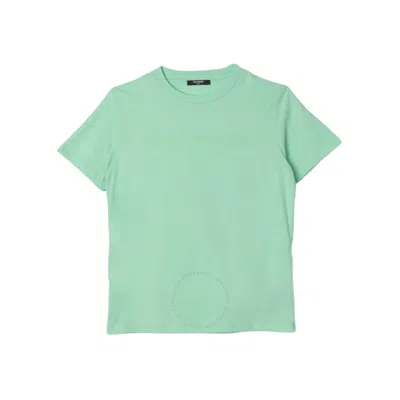 Balmain Boys Logo-print Cotton T-shirt In Green