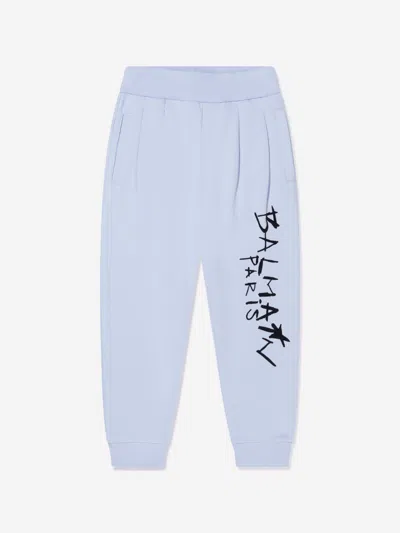 Balmain Kids' Boys Logo Print Sweatpants 8 Yrs Blue