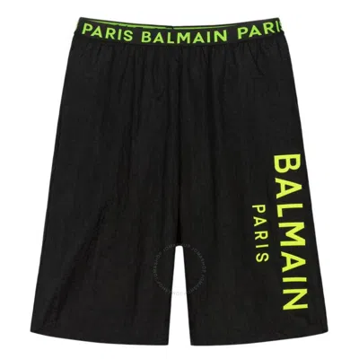 Balmain Kids'  Boys Logo Print Swim Shorts In Black
