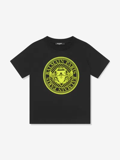 Balmain Kids' Boys Logo Print T-shirt In Black