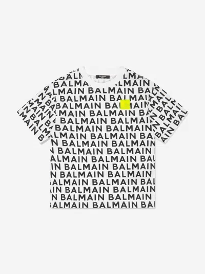 Balmain Kids' Boys Logo Print T-shirt In White