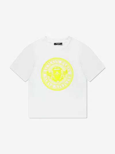 Balmain Kids' Boys Logo Print T-shirt In White