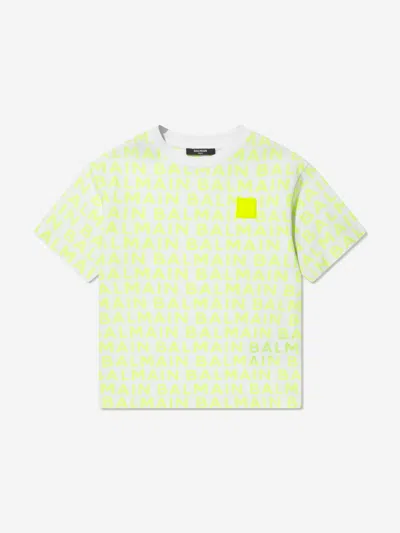 Balmain Kids' Boys Logo Print T-shirt In White