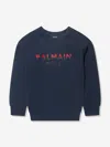 Balmain Blue Sweatshirt For Kids With Logo In Blue