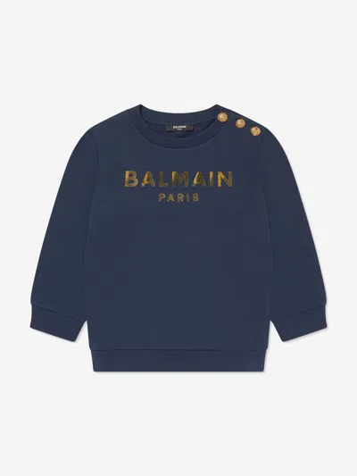 Balmain Kids' Boys Logo Sweatshirt In Blue