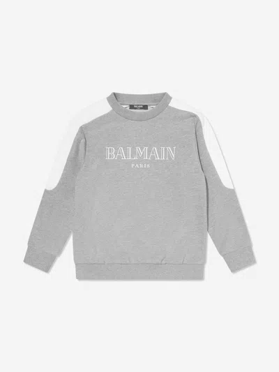 Balmain Kids'  Boys Logo Sweatshirt In Gray